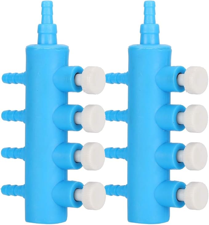 GLOGLOW Aquarium Air Control Distributor, 2pcs Aquarium 2 Way Air Pump Valve Manifold Air Control Distributor Oxygen Splitter Aquarium Oxygen Pump Adapter Accessory(4 Way)