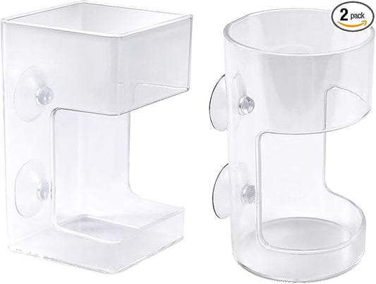 2pcs Fish Feeder for Aquarium, Transparent Fish Tank Dish Tray with Suction Cup Floating & Sinking Food Container Holder Dispenser for Turtle Shrimp Feeding (Circle & Square)