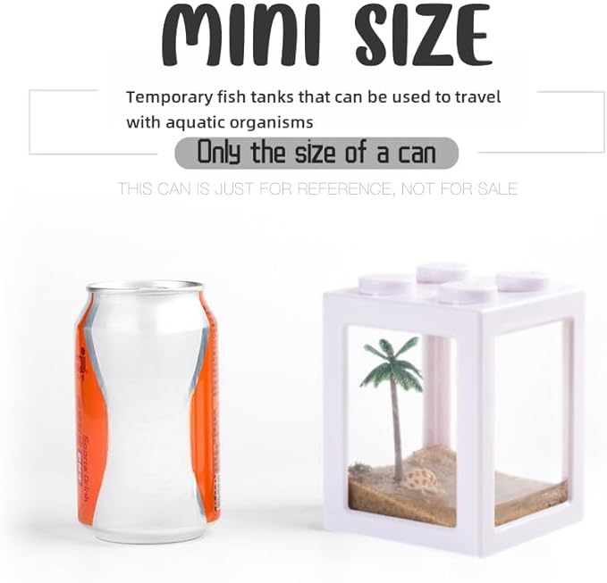 Mini Sea Monkey Tank, Stackable Aquariums for Fairy Shrimp Eggs Moss Balls, 0.25 Gallon Temporary Betta Fish Tank, Ant Feeding Case, Small Reptile Tank