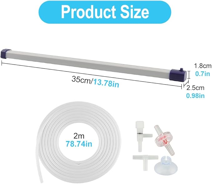 13.8 Inch Aquarium Bubble Strip, Quiet Oxygen Diffuser Bubble Curtain Wall, Self-Sinking Design, Fish Tank Bubbler Decorations for Freshwater Saltwater