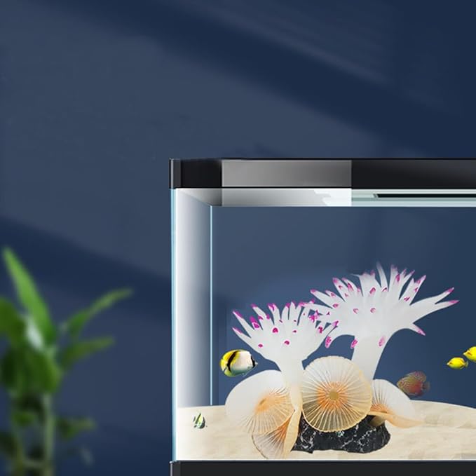 Generic Aquarium Artificial Coral Decoration 8.9cm Tall White Fuchsia, Silver