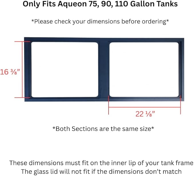 48 x 18 Inch Aquarium Lid Glass Top, 2 Piece Set - Fits 75, 90, 110 Gallon Fish Tank