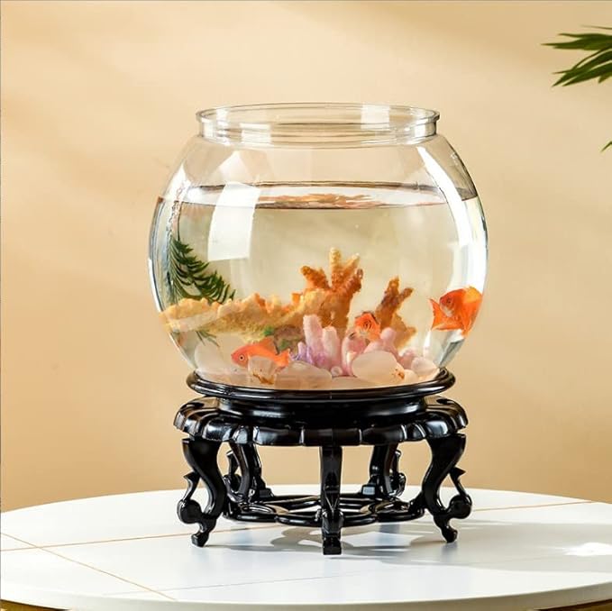Transparent Fish Bowl, Fish Breeding Box Plastic Fish Bowls Round Aquarium Multipurpose Small Round Fish Tank for Desk Bookcase Decoration