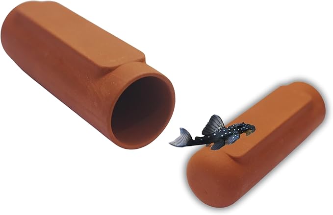 Generic 2 Small Round Plecos Fish Caves, Hide Away Caves for Plecos, Angelfish, Cichlids and More, Dark Red