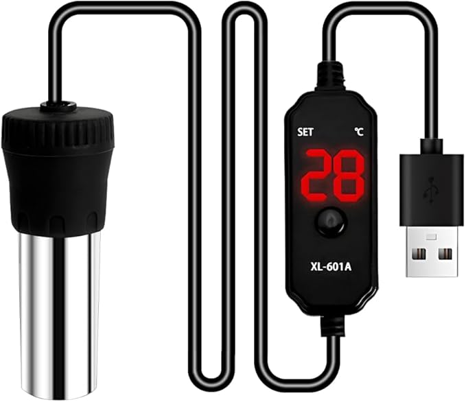 MiOYOOW Aquarium Heater, 15W USB Fish Tank Heater with LED Digital Temperature Display for Tanks Under 3L