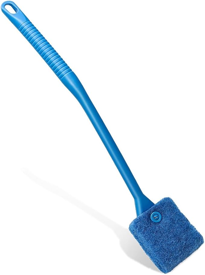 Fish Tank Cleaner with Five Sided Sponge Brush and Long Handle Aquarium Scrubber Alage Scraper for Glass Aquariums Terrarium Home Kitchen