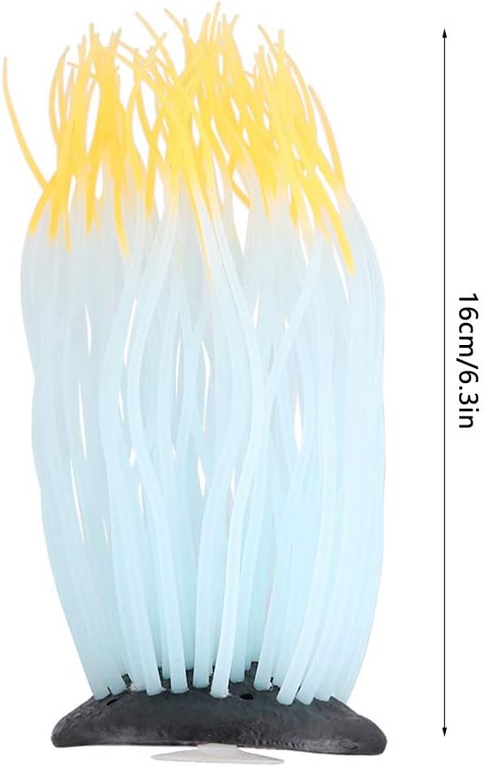 Pssopp Simulation Silicone Luminous Sea Anemone Ornament Artificial Plant Simulation Sea Anemone for Aquarium Fish Decoration with Suction Cup(Orange)