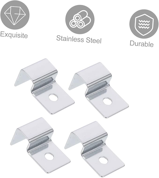 Kisangel 12pcs Stainless Steel Fish Tank Lid Clips Aquarium Cover Holders Easy Install Bracket Supports for Thick Glass Fish Tank Accessories