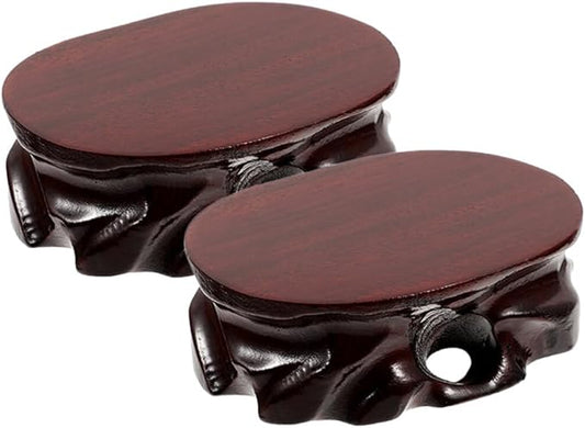Uonlytech 2pcs Vase Crafts Stable Chinese Table Furniture Figurine for Flower Bases Riser Lamp Home Pot Office Stand Wooden Oval Decoration Wood Base Teapot Aquarium Oriental Statue Display