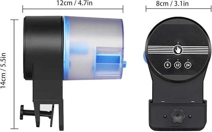 Automatic Fish Feeder for Aquarium, 200ml Auto Food Dispenser with Timing Feeding, Mute Design for Betta Koi Turtle Small Tank