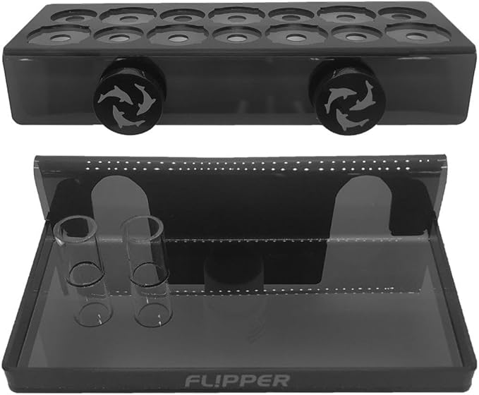 Flipper Magnetic Frag Station Aquarium Rack with Removeable Shelf for Aquatic Coral Reefs - Holds 14 Frags - Black
