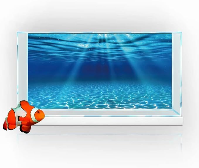 Natural Undersea Aquarium Background, Underwater Ocean Sunlight Fish Tank Background 36X18IN with 8 EVA Double-Sided Tape