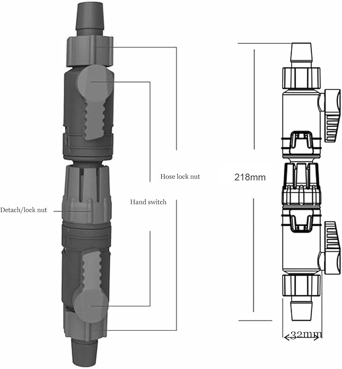 Aquarium Filter Connector Aquarium Water Control Valve Fish Hose Pipe Quick Release Double Tap Connector(/16mm)