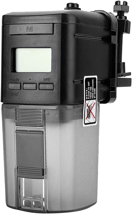 Yosoo Automatic Fish Feeder for Aquarium, Vacation, Weekend, Flake Pellets, Digital Timer, Black, Modern Style