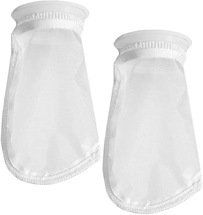 2 Pack Mesh Filter Socks 50 Micron 4" Plastic Ring, 9" Short Bag Nylon Filter Bags for Aquarium Marine Reef Sump