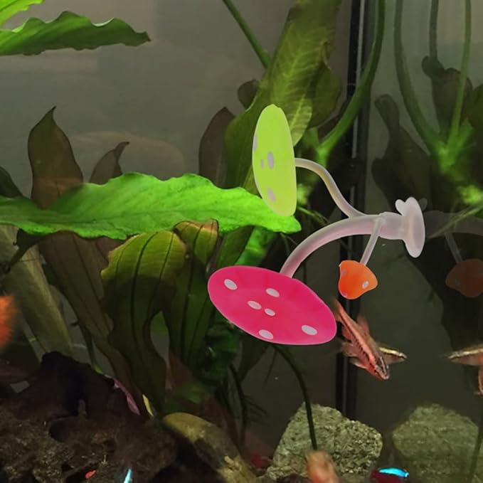 PATKAW 2Pcs Betta Fish Leaf Pad Silicone Hammock Habitat with Suction Cup Aquarium Plants Mushroom Decor for Betta Spawning Grounds Breeding Resting Bed