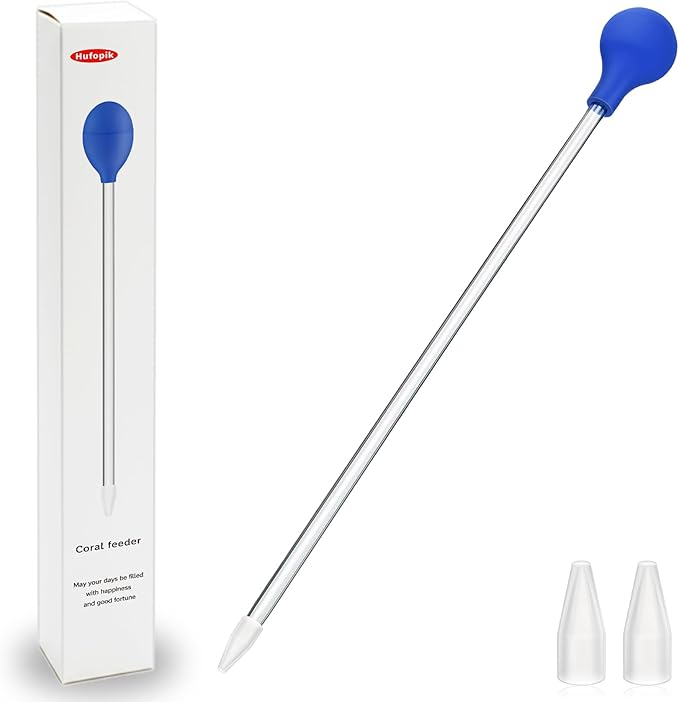 18.5 in Long Pipette for Fish Tank Coral Food Feeder Long Syringe Aquarium Coral Feeding Tube for Marine Fish Reef Aquatic Plant Spider Snake Lizard
