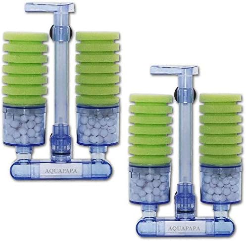 Multi Layer Filter Media Biochemical Dual Sponge Filter for Betta Fry Aquarium Fish Tank Up to 50 Gallon (2-Pack)