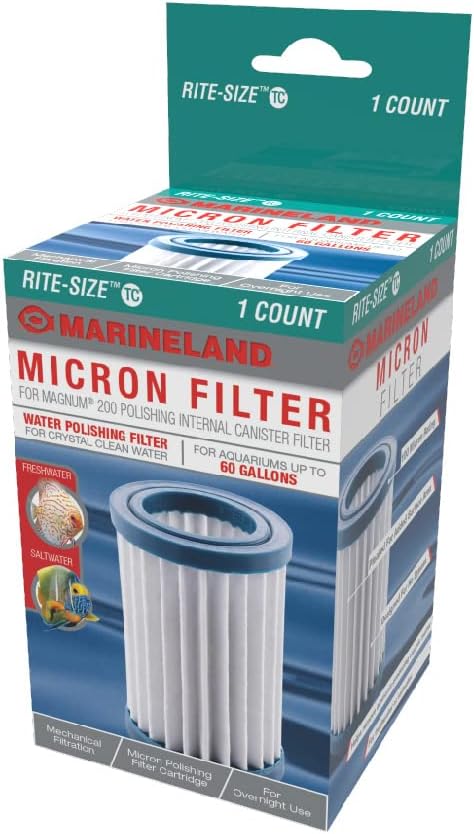 MarineLand Micron Magnum 200 Polishing Internal Canister Filter for Aquariums up to 60 Gallons, Crystal Clean Water