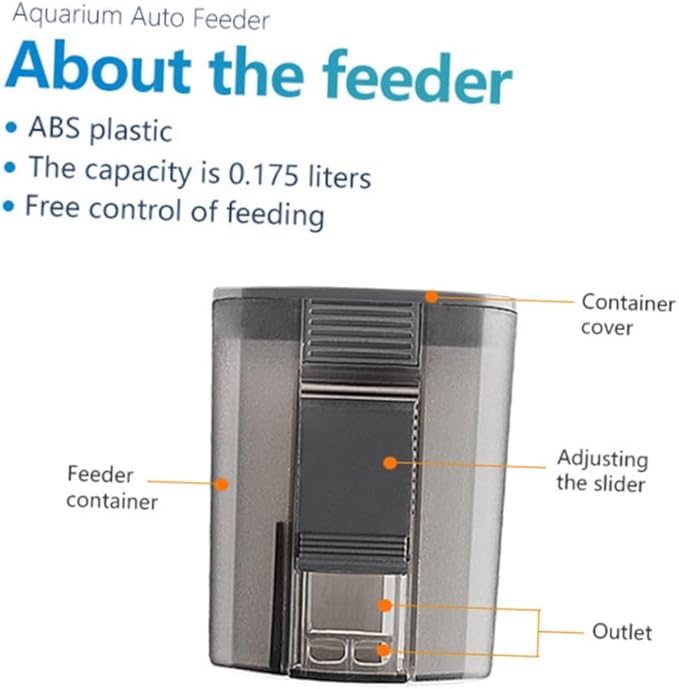 Automatic Fish Feeder Capacity Programmable Timer for up to Daily Feedings for Aquarium and Use Smart Design for Pellet Food Only