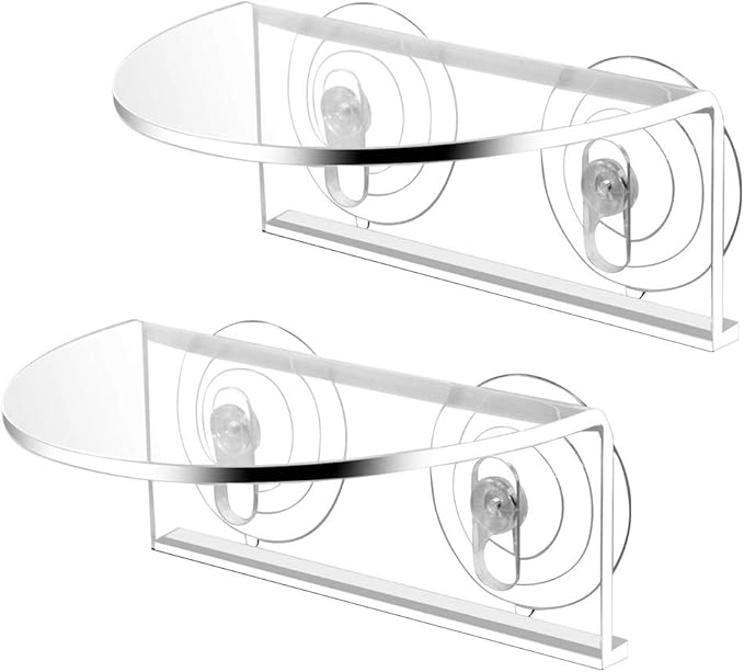 SLSON 2Pack Aquarium Shelf,Transparent Acrylic Ledge Plants Holder for Substrate and Live Plants,with Strong Suction Cups for Fish Tank Multi-layer Decorations
