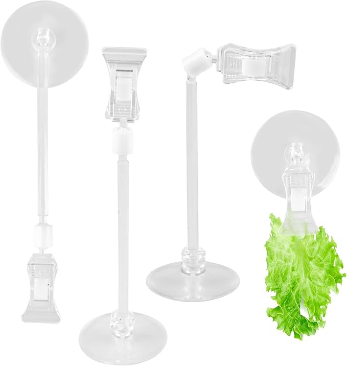 6 Pack Veggie Aquarium Seaweed Clips Fish Food Holder Wide Mouth Clips Plants Suction Cups Algae Clip for Freshwater and Marine Fish Tank (Small Clip)