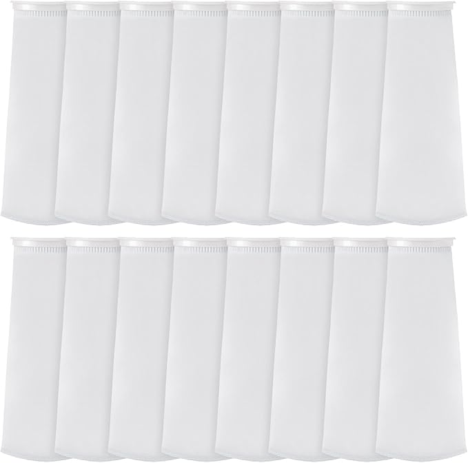Oudain 16 Pack 4 Inch Ring Filter Socks 200 μm Aquarium Bags 4 in Ring by 15 Inch Long Socks for Fish Tank Freshwater Saltwater Aquariums