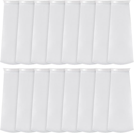 Oudain 16 Pack 4 Inch Ring Filter Socks 200 μm Aquarium Bags 4 in Ring by 15 Inch Long Socks for Fish Tank Freshwater Saltwater Aquariums