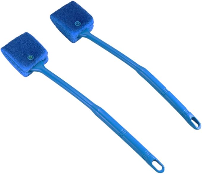 POPETPOP 2 Pcs Fish Tank Sponge Cleaner - Double Sided Sponge Cleaning Brush Cleaner Scrubber Fish Tank Scrubber for Glass Aquariums and Home Kitchen (Blue 40cm+Green 23cm)