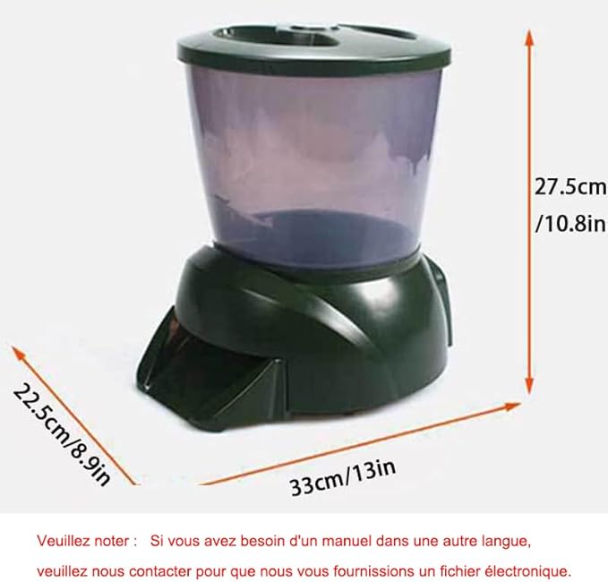 4.5L Pond Fish Feeder, Automatic Fish Feeder for Pond, Timer High Capacity, Battery-Powered for Vacations & Hot or Cold Weather