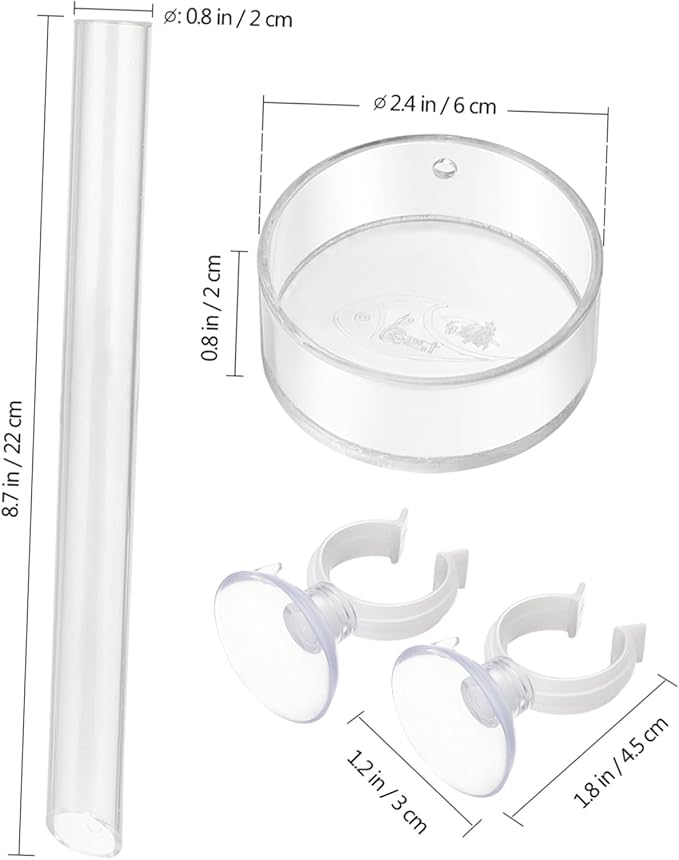POPETPOP Shrimp and Dish with 2pcs Cups - Clear Acrylic Assembled Shrimp Feeder Tray for Fish Tank Aquarium Shrimp
