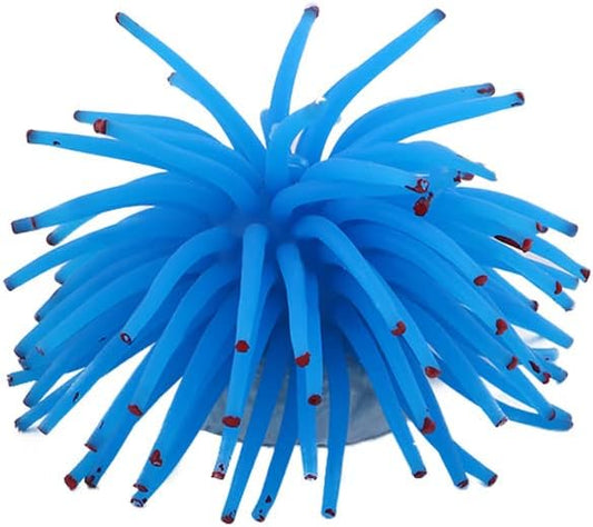 Artificial Aquarium Fish Tank Decoration, Silicone Coral Sea Anemone Fish Tank Ornament Underwater Plant Decor(Blue)