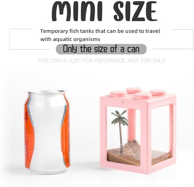 Mini Sea Monkey Tank, Small Shrimp Tank Stackable Mini Aquariums for Fairy Shrimp Eggs Moss Balls, 0.25 Gallon Temporary Betta Fish Tank Ant Feeding Case Mini Reptile Tank
