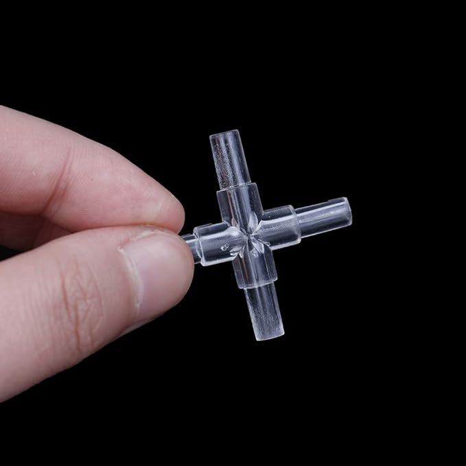 50 Pcs 4 Ways Transparant Aquarium Air Valve Connectors Plastic Inline Splitter Pump Tubing Connectors Fish Tank Pond Air Line Connector for Fish Tank 4MM Airline Tube