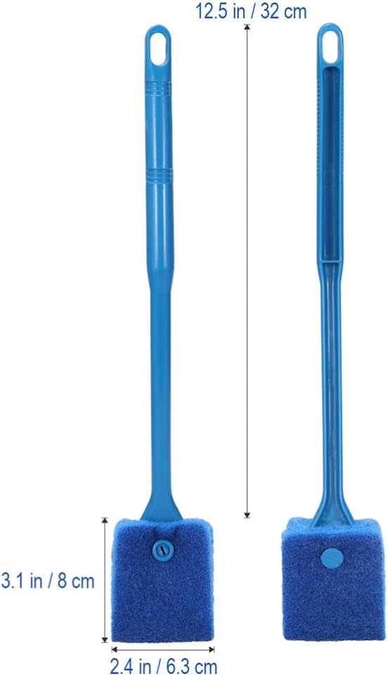 POPETPOP 2 Pcs Fish Tank Sponge Cleaner - Double Sided Sponge Cleaning Brush Cleaner Scrubber Fish Tank Scrubber for Glass Aquariums and Home Kitchen (Blue 40cm+Green 23cm)