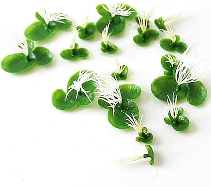 Balacoo 54 Pcs Artificial Mini Duckweed with Root, Mini Fake Duckweed for Aquarium Decor, Plastic Floating Fish Plants for Fish Tank Decor