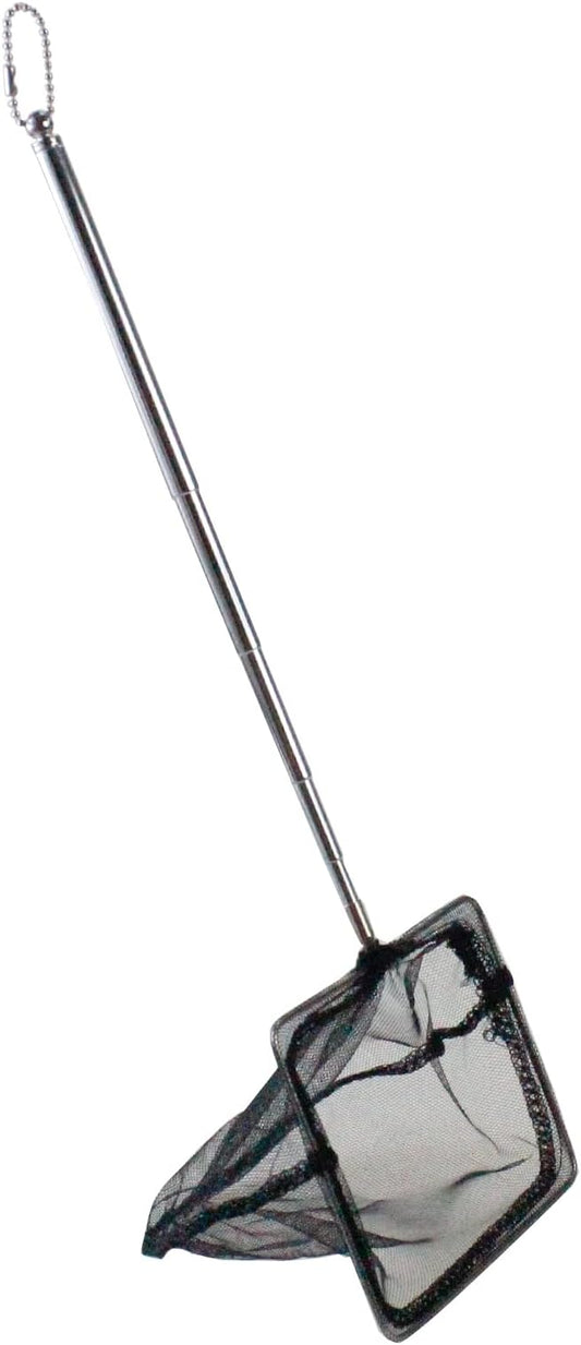 AQUANEAT Aquarium Net with Extendable Long Handle, Adjustable Wastes Skimming Cleaning Tools for Fish Tanks, 5 inch