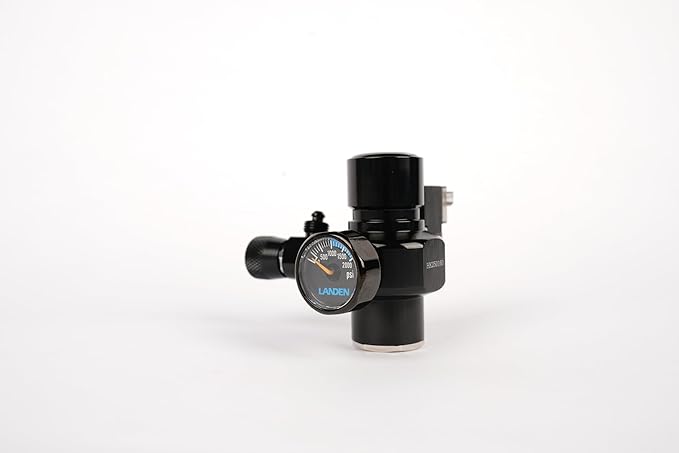 LANDEN AverVita CO2 Regulator Mini Compact, Efficient Single-Stage Control with Integrated DC 12V Solenoid and Bubble Counter Compatibility Fits Paintball, CGA-320, etc, Cylinder, CO2 Indic. Sol. Kit