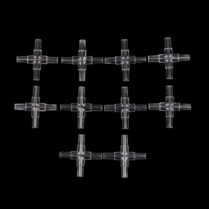 50 Pcs 4 Ways Transparant Aquarium Air Valve Connectors Plastic Inline Splitter Pump Tubing Connectors Fish Tank Pond Air Line Connector for Fish Tank 4MM Airline Tube