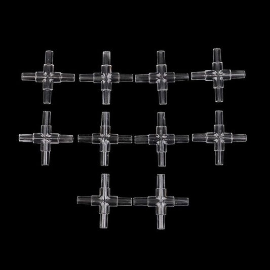 50 Pcs 4 Ways Transparant Aquarium Air Valve Connectors Plastic Inline Splitter Pump Tubing Connectors Fish Tank Pond Air Line Connector for Fish Tank 4MM Airline Tube