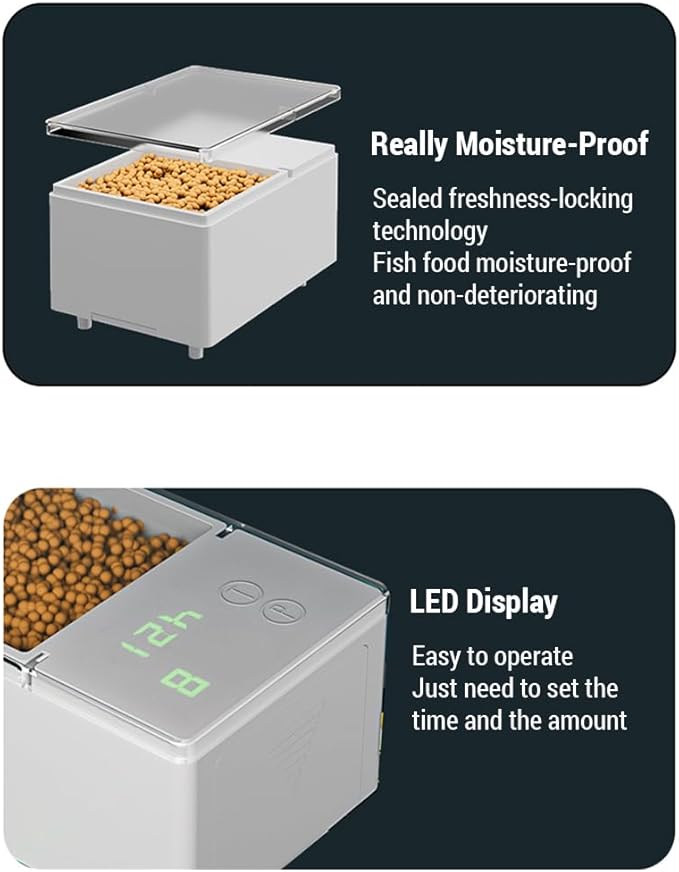 Automatic Fish Feeder with Timing and Digital Display 150mL/500mL Portable Food Dispenser for Aquarium Fish Tanks Fish Feeder for Traveling