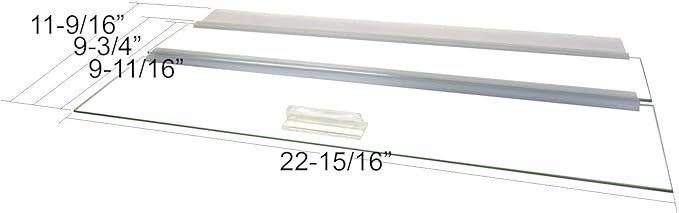 Glass Canopy for Aquariums with and Without Center Braces, 10 Gallon to 200 Gallon Aquariums (Tank Without Center Brace, 24" L x 12W)
