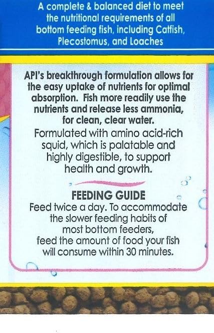 API BOTTOM FEEDER PELLETS WITH SQUID Fish Food 7.9-Ounce Container