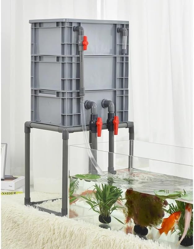 Aquarium Filter Box, Turnover Box Fish Tank Filter Upper Waterfall Flow Filter Drip Box, External Fish Pond Water Circulation System DIY, Large Filter Kit for Ponds (Color : Gray, Size : 30x20x33cm