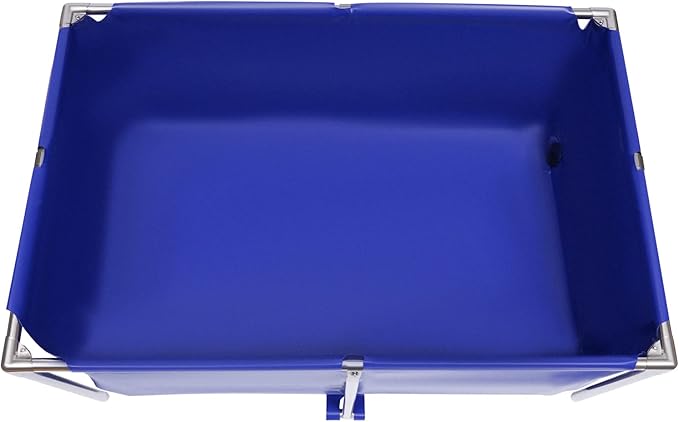 Canvas Fish Pond, Blue Cuboid Aquarium Fish Water Tank Ornamental Swimming Pool Koi Breeding Pond, Foldable Water Storage Above Ground Pond with Drain Valve for Home Aquaculture