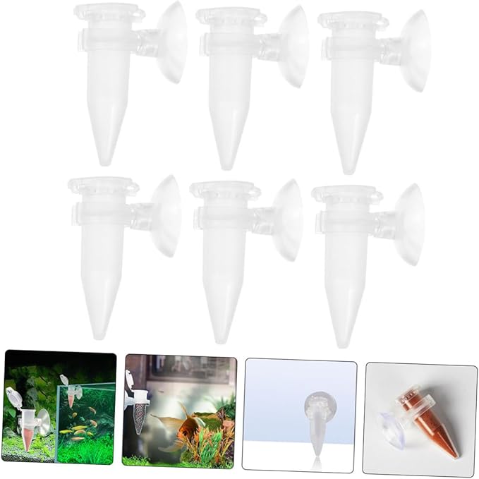 Hemoton 6pcs Automatic Feeder for Aquarium Fish Suction Cup Shrimp Feeder Cup Reusable Plastic Fish Food Holder