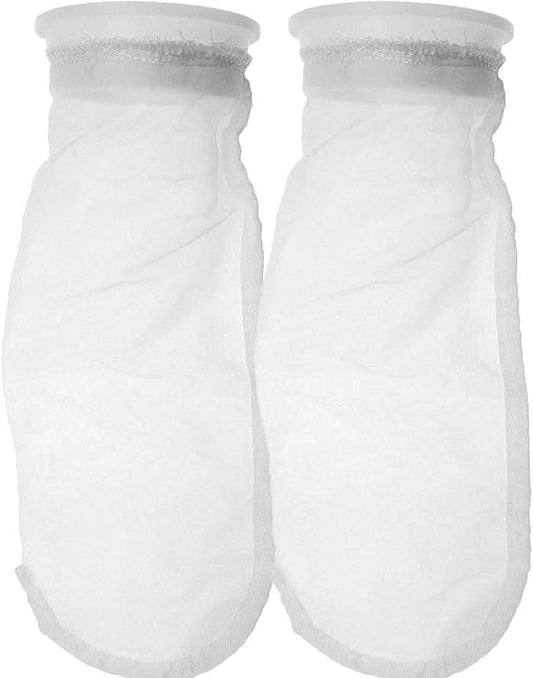 Nylon Mesh Filter Socks 4 Inch Ring 50/100 / 200/300 Micron - by 15 Inch Long – Aquarium Filter Bags - 2 Pack (400 Micron - 4 x 15 Inch)