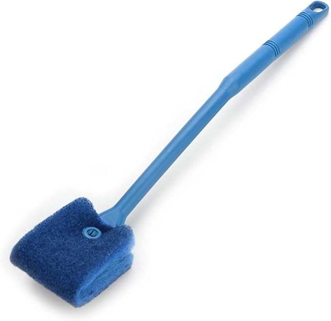 Aquarium Algaes Scraper Double Sided Sponge Brush Cleaner Long Handle Fish for Tank Scrubber for Glass Aquariums 15.8 in