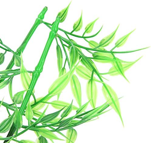 2Pcs Aquarium Bamboo Plant, Fish Artificial Bamboo Plant Green Leaf Plant Water Grass Aquatic Plastic Ornament Landscape Decor