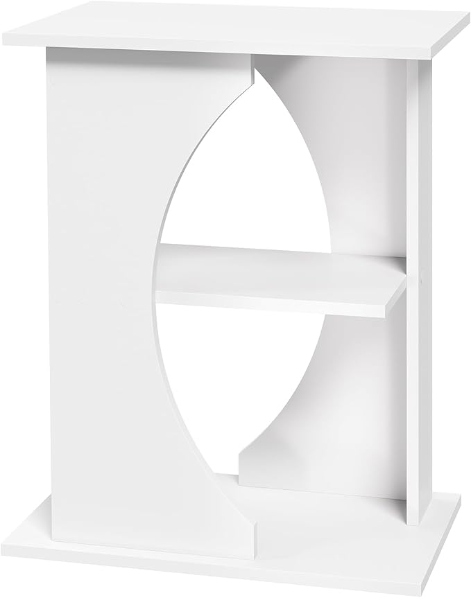 MAHANCRIS 10 Gallon Fish Tank Stand, Wooden Aquarium Stand with 3-Tier Storage Shelves, Heavy Duty Turtle Reptile Terrarium Tank Stand for Home Office, 23.6" L x 11.8" W x 29.9" H, White FTWT7601